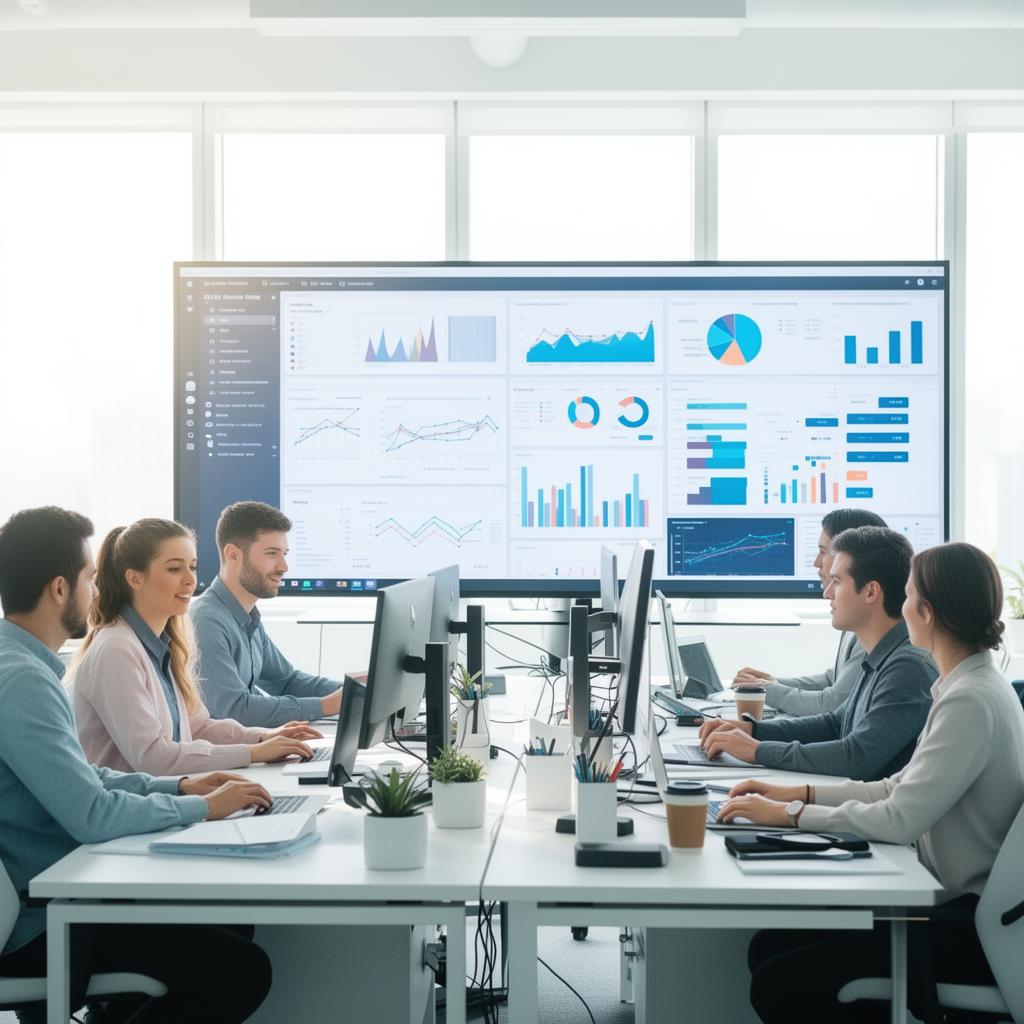 Data scientists collaborating on analytics dashboards