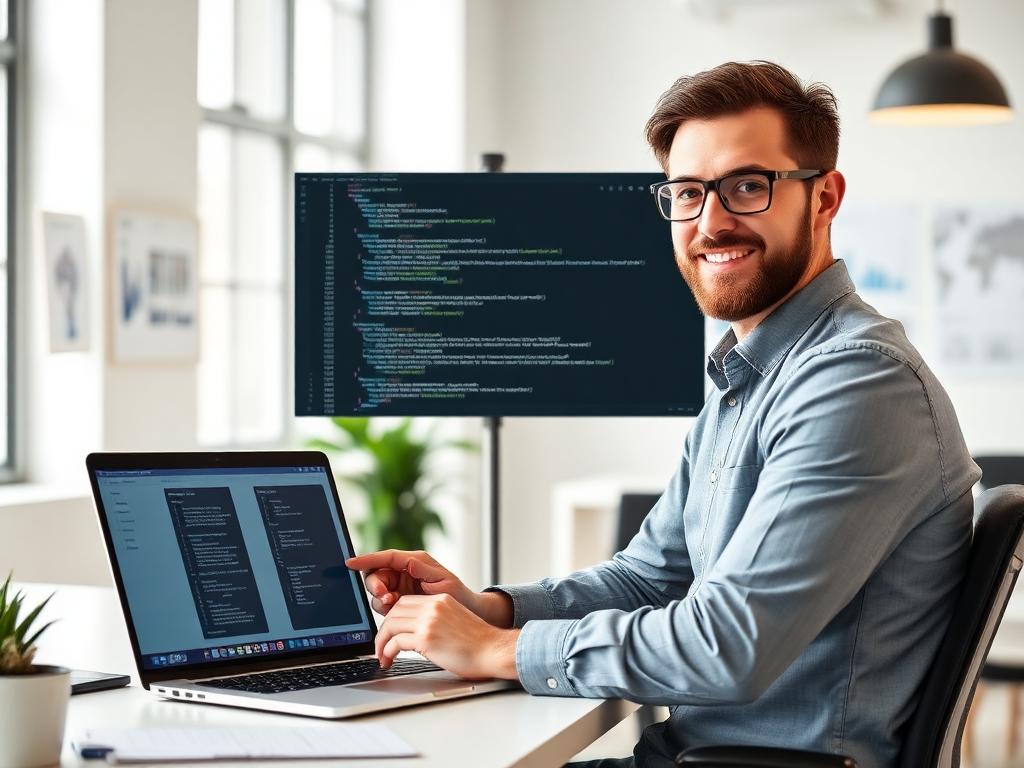 Data professional working on portfolio